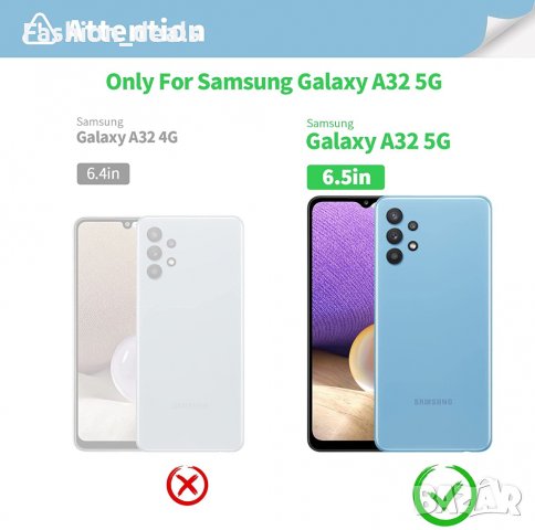 Нов черен флип калъф/кейс за Samsung Galaxy A32 с 2 протектора Самсунг, снимка 4 - Калъфи, кейсове - 35267978