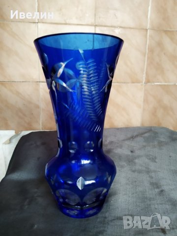 кристална ваза бохемия кобалт, снимка 2 - Вази - 30403067