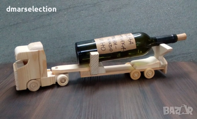 Декоративен дървен камион с ремарке - поставка за бутилка DMAR 319M2, снимка 5 - Колекции - 53206064