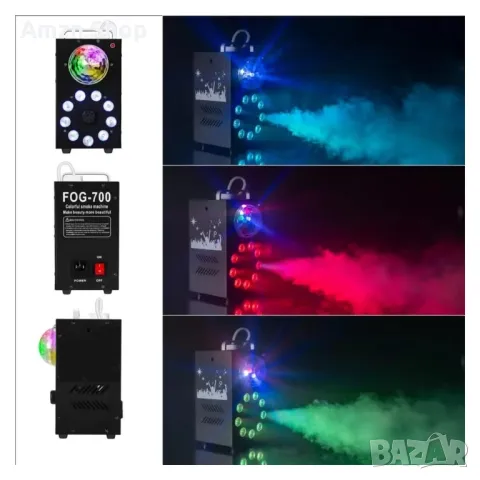 Сценично осветление 700W 3в1 Машина за мъгла и дим, звуково активирана стробоскоп LED RGB,, снимка 5 - Лед осветление - 50196213