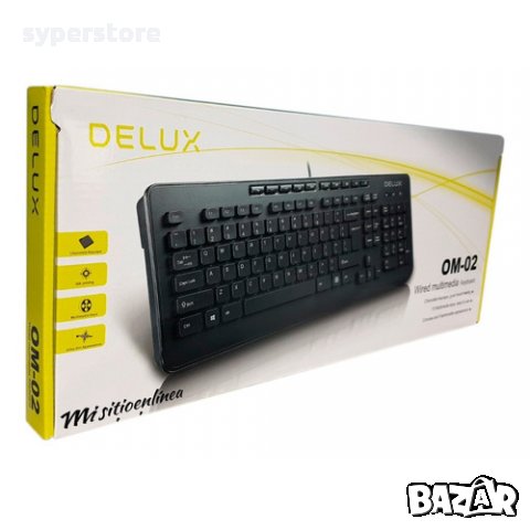 Клавиатура USB мултимедийна - Delux OM-02 Кирилизирана БДС класическа Multimedia Keyboard, снимка 3 - Клавиатури и мишки - 29718229