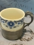 Порцеланова антична чаша за еспресо с кобалтов мотив.1950 г., снимка 1