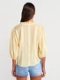 Елегантна Риза с оребрени детайли и балон ръкав - светложълта, снимка 4