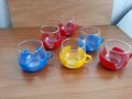 Цветни стакани подстакани с чаши за чай кафе , снимка 2
