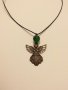 Прекрасното колие "Ангелът на любовта" в цвят античен бронз и смарагдово зелен кристал, снимка 1 - Колиета, медальони, синджири - 29910208