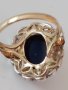 Стар антикварен златен дамски пръстен с диаманти и сапфир/злато 18 к. , снимка 11