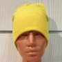 Нова дамска зимна шапка рипс с подгъв в жълт цвят, снимка 1 - Шапки - 39332949
