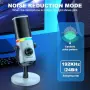 Динамичен микрофон Aokeo AK-10 USB/XLR с рамо и RGB подсветка, бял, снимка 5