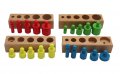 НАМАЛЕНИЯ ! Монтесори Дървени цветни цилиндри - теглилки с дръжки 4в1, снимка 10