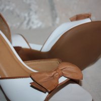 Супер елегантни бели, летни, ест. кожа, снимка 9 - Дамски елегантни обувки - 31896506