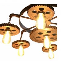 Висяща лампа Ретро полилей от ковано желязо Индустриална винтидж висяща лампа, снимка 6 - Лампи за таван - 34978653