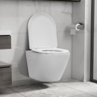 Окачена тоалетна чиния без ръб, керамична, бяла, снимка 1 - Други - 37691922
