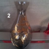 Две вазички кафяво стъкло високи различни, снимка 5 - Вази - 30053527