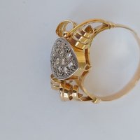 Старинен златен пръстен с бели топази, снимка 3 - Пръстени - 37290111
