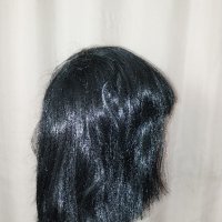 35 см Черна права перука с бретон на черта за парти, снимка 1 - Аксесоари за коса - 42778936
