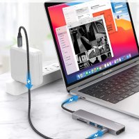 NIMASO USB C хъб, 7-в-1 към 4K HDMI, 2 USB 3.0 порта, SD/TF четец на карти, 60 W PD, съвместим с Mac, снимка 4 - Други - 38025667