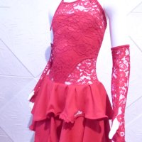 Детска рокля за спортни танци в червен цвят с дантела и гол гръб, снимка 10 - Детски рокли и поли - 42804872