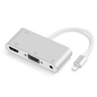 Lightning към HDMI VGA AV адаптер,  3 в 1 алуминиев, HDMI VGA AV адаптер за iPhone към телевизор , снимка 1 - Аксесоари за Apple - 40243187