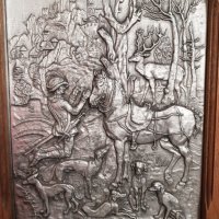 Антична немска релефна и гравирана оловно цинкова картина, снимка 2 - Картини - 33726510