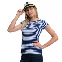 Дамски моряшки сет: тениска и капитанска шапка, снимка 7 - Тениски - 29975136