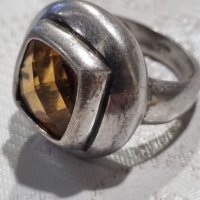Сребърен пръстен 925 проба с цитрин , снимка 2 - Пръстени - 44199860