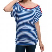 РАЗПРОДАЖБА!!! Нова дамска ефектна моряшка блуза-туника на райе, снимка 7 - Тениски - 30313636