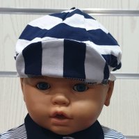 Нова детска моряшка шапка козирка на едро райе, от 6 месеца до 8 години, снимка 2 - Шапки, шалове и ръкавици - 29976261