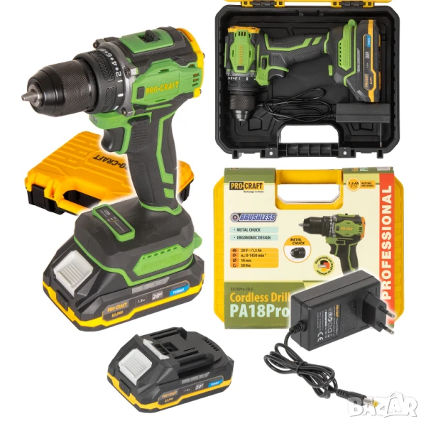 Акумулаторен безчетков винтоверт Procraft PA18Pro 20V, снимка 1