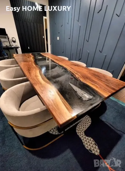 Масивна маса с епоксидна смола , снимка 1