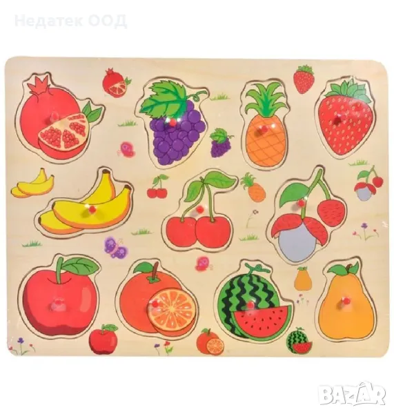 Дървен пъзел с плодове, 30x22 см, снимка 1