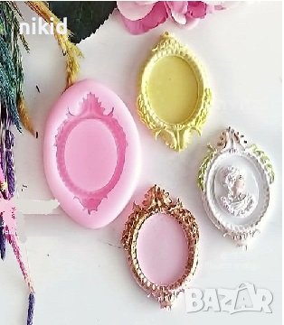 винтидж овал рамка силиконов молд за фондан украса торта декорация мъфини шоколад, снимка 1