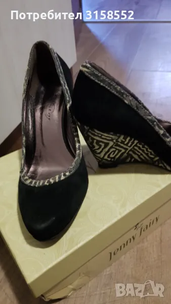 Официални обувки в черно и елегантна платформа, снимка 1