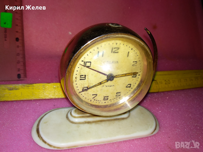 SLAVA MADE in USSR СЛАВА ГЛОБУС Стар РЯДЪК КОЛЕКЦИОНЕРСКИ РУСКИ БУДИЛНИК МЕХ. ЧАСОВНИК СССР 35271, снимка 1