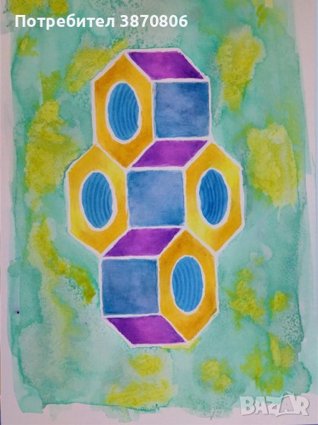 Абстрактна рисунка Гайки - Невъзможни елементи №3, снимка 1