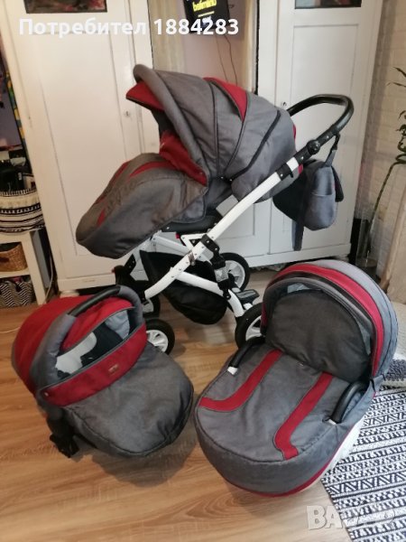 Комбинирана бебешка количка 3в1 Lorelli Mia, Red and Black, снимка 1