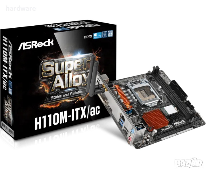 дънна платка asrock H110M-ITX/ac socket 1151, снимка 1