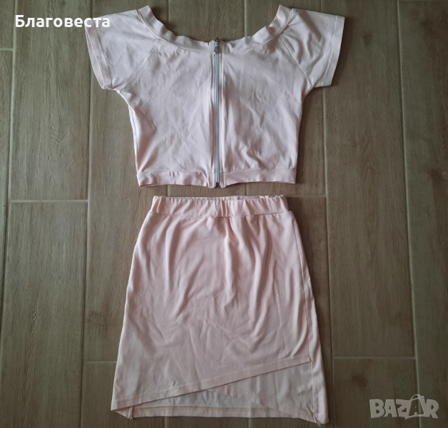 Комплект пола и топ в розов цвят , снимка 1