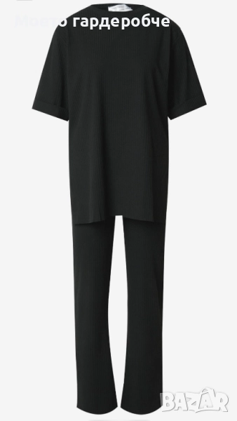 Нов черен комплект дълга блуза и панталон Размер М/Л, снимка 1