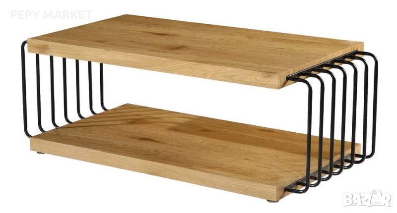 Холна маса VILMA златен дъб/черно Материал - МДФ/метал  Цвят - златен дъб/черен  Височина (см) - 43 , снимка 1