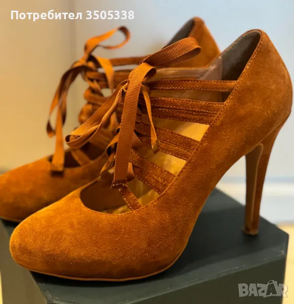 Дамски велурени обувки на висок ток на 3 Suisses, снимка 1