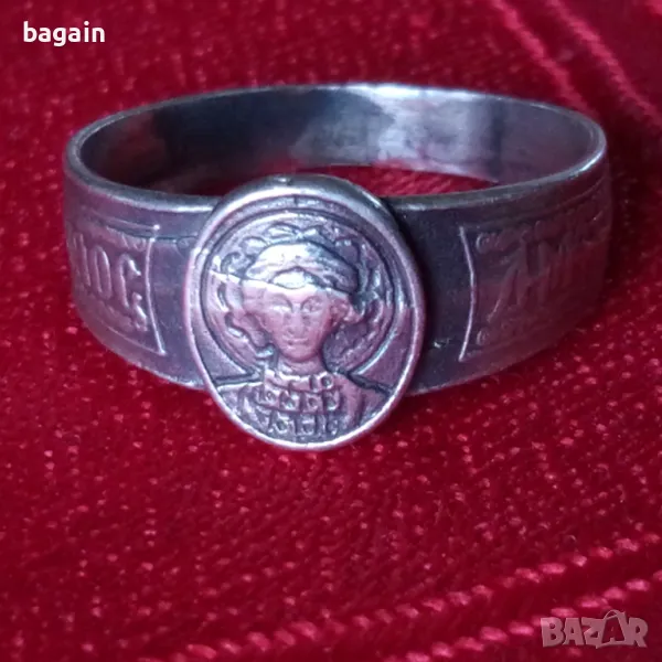 Сребърен пръстен на Св. Димитър., снимка 1