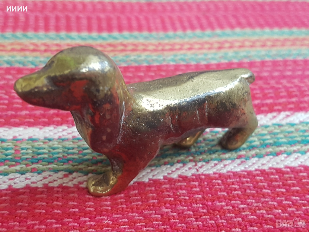 Бронзова пластика статуетка ловно куче , снимка 1