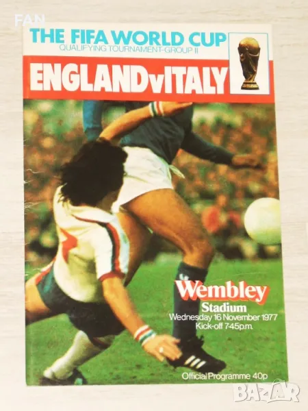 Англия - Италия оригинална футболна програма 1977 г. Кевин Кийгън, Марко Тардели, Дино Дзоф, снимка 1