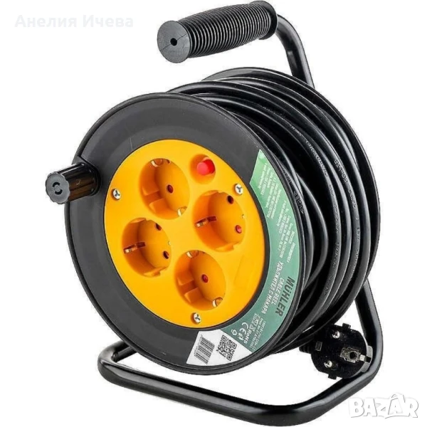 Удължител Muhler с макара,с 4 гнезда-15 метра , снимка 1