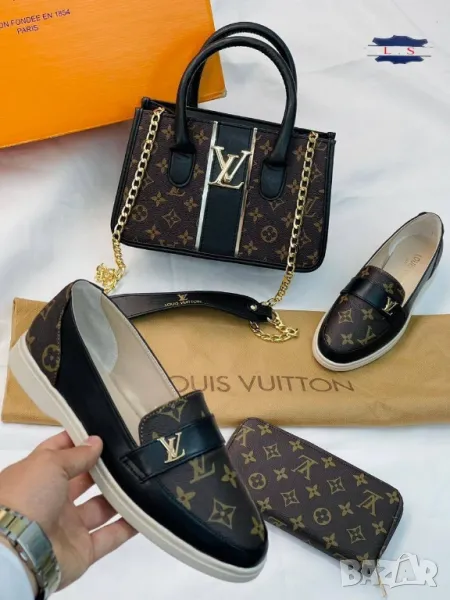 дамски комплект обувки, чанта и портмоне louis vuitton , снимка 1