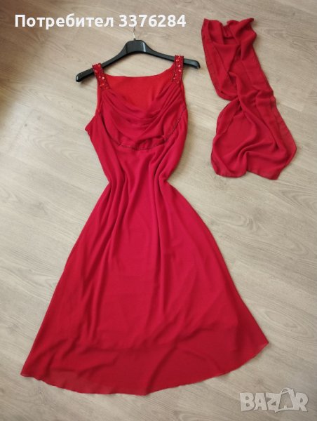 Дамска официална рокля в червен цвят, снимка 1