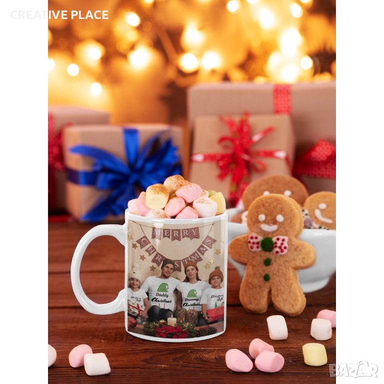 ☕🎁😍 Бяла чаша с ваша снимка ⚜️💞, снимка 1