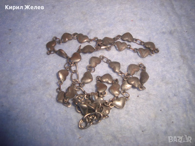 СТАРО ПОСРЕБРЕНО РЕТРО КОЛИЕ със СЪРЧИЦА 27888, снимка 1