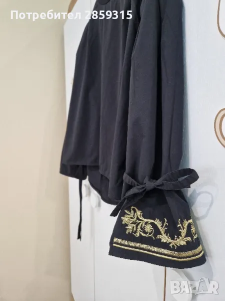 Елегантна дамска черна риза - размер S, M, снимка 1