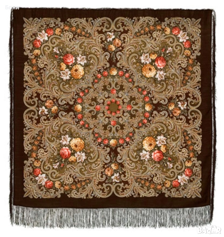 Павлово-Посадски дизайнерски шал, снимка 1